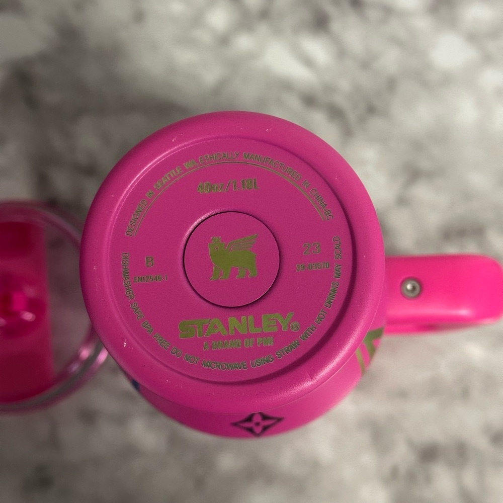 Stanley Hot Pink Travel Quencher Tumbler with Metallic Accents - Picture 5 of 11